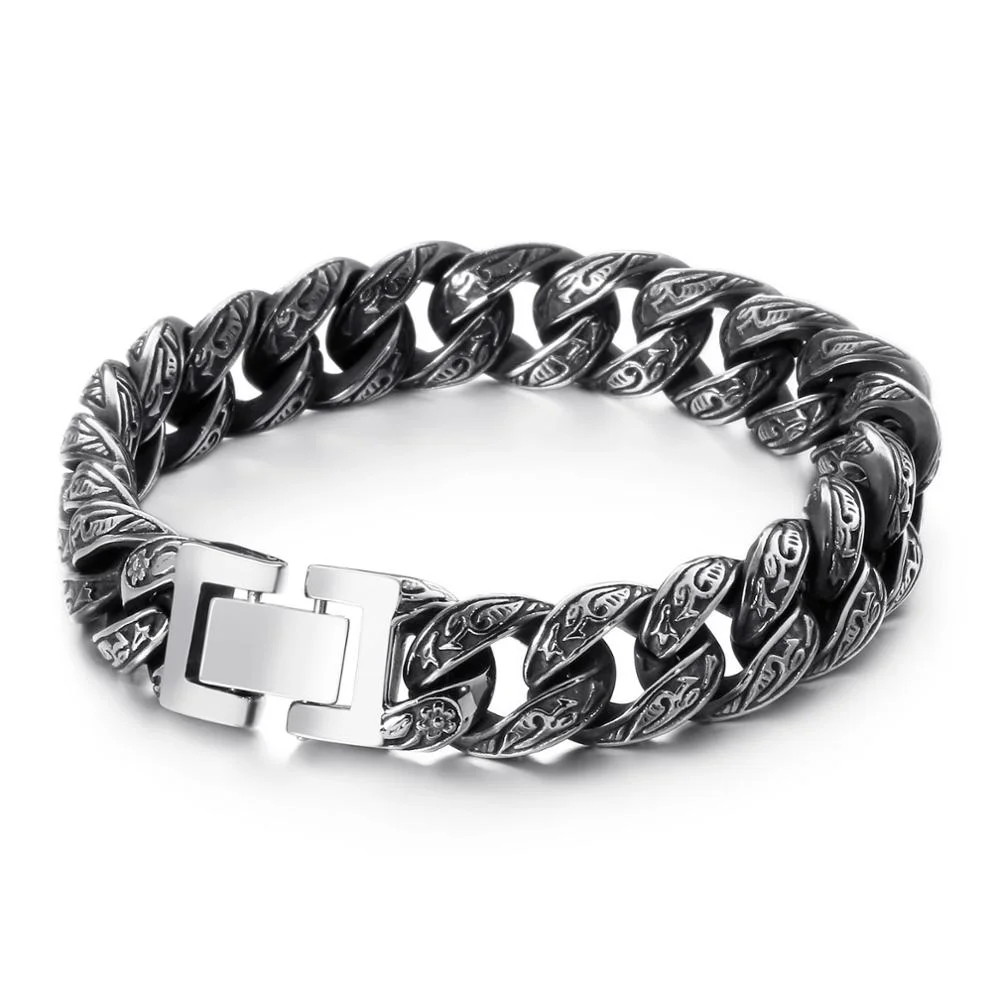 

KALEN Titanium Steel Vintage Men Bracelet Retro Curb Cuban Link Chain And Bracelets