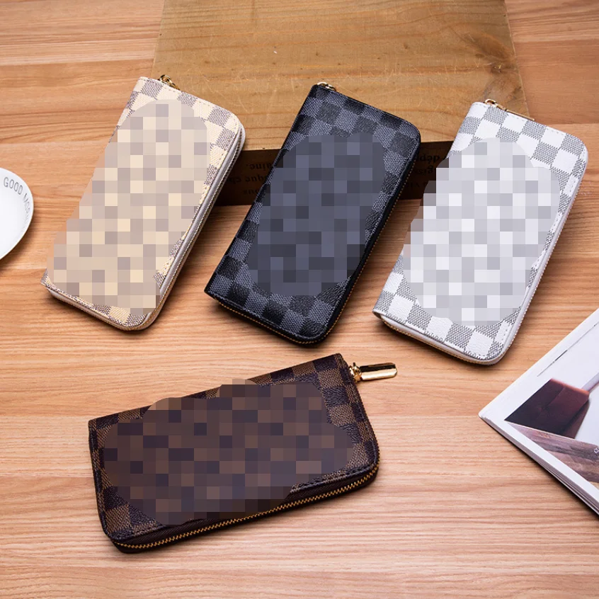 

Luxury checked printed women's purse, Customized color