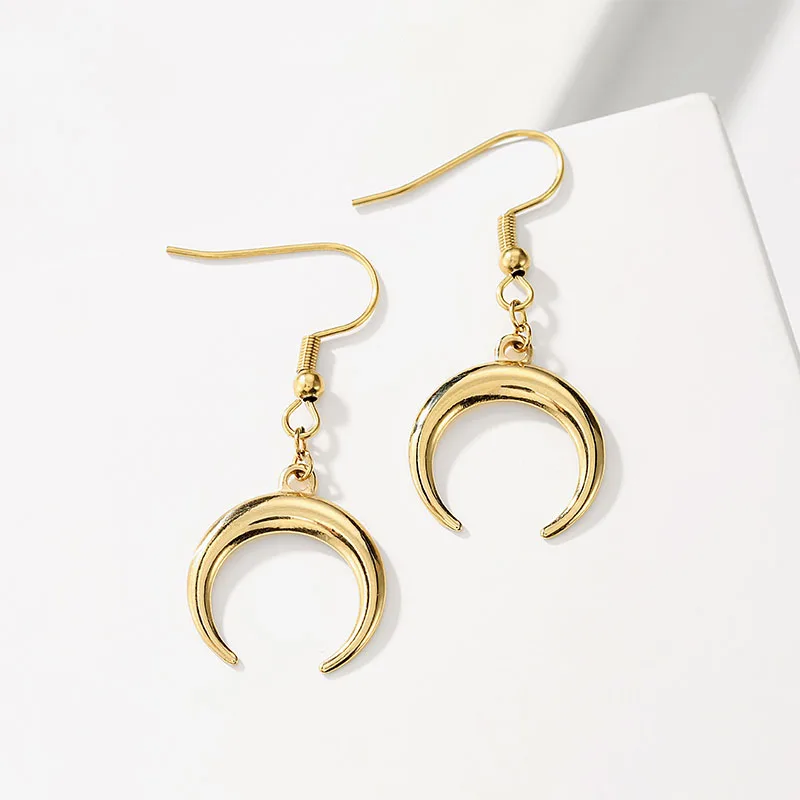 

Latest Design Stainless Steel Women's 14k Gold Drop Custom Earrings, Moon Earring