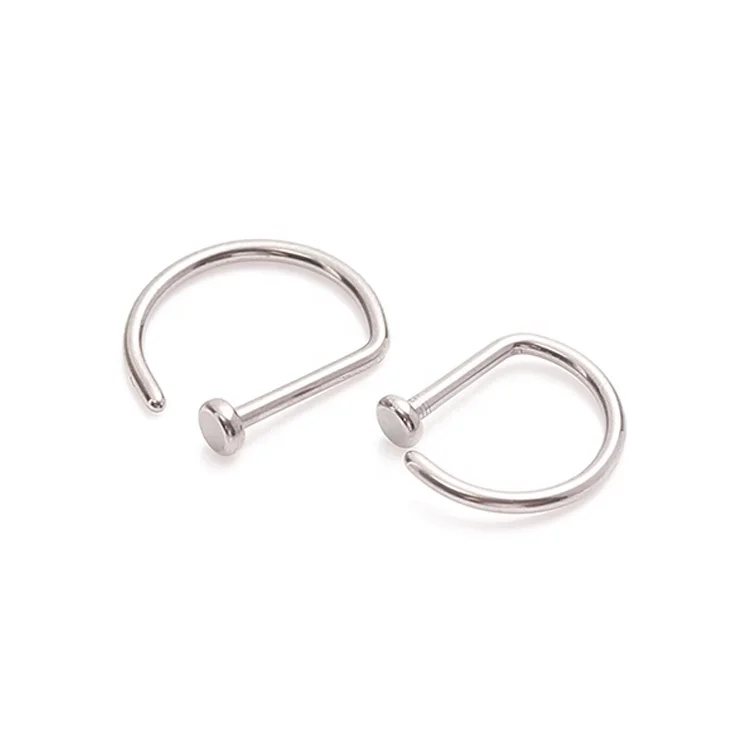 

G23 Titanium Open D Shape Nose Ring Titanium D Ring, Silver
