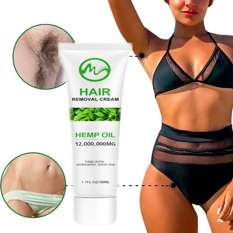 

50ml Hemp Hair Removal Cream Painless Hair Remover For Armpit Legs and Arms Skin Care Body Care Depilatory Cream For Men Women