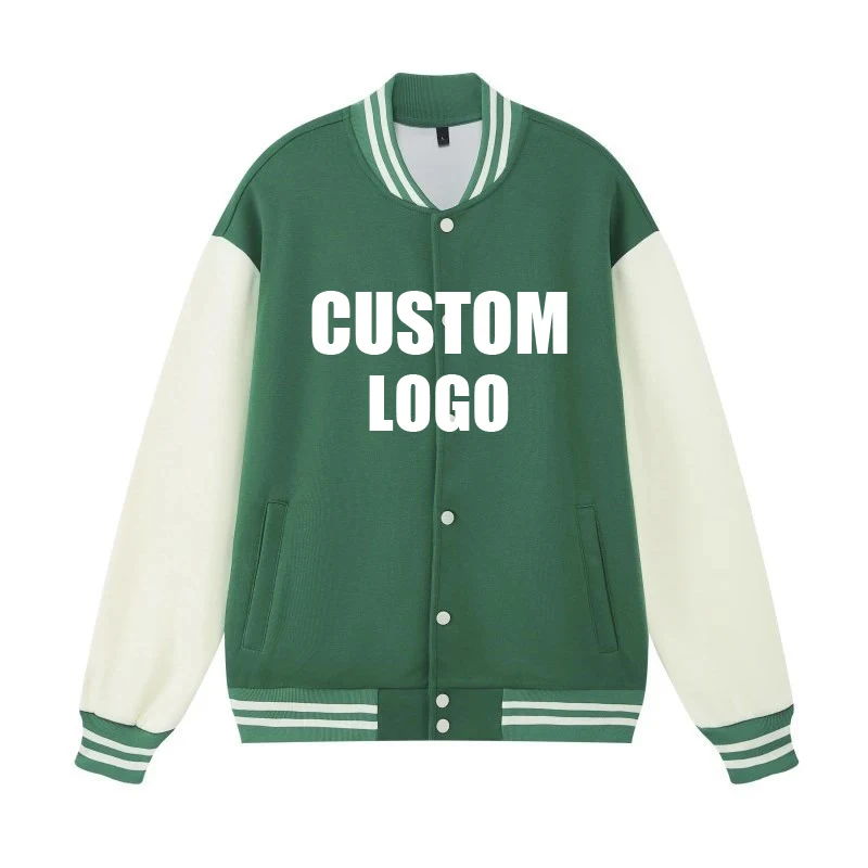 

Custom Logo Mens Button Up baseball jacket Unisex Men Women Button Down varsity jacket casual man Sweat Coats 330GSM