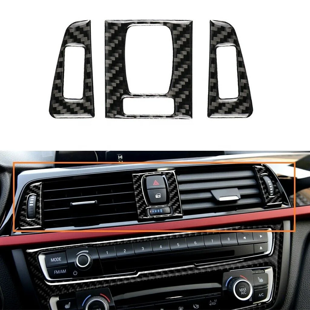 

Carbon Fiber Center Dashboard AC Control Media Panel Trim For BMW 3 4 Series F30, Carbon glossy black