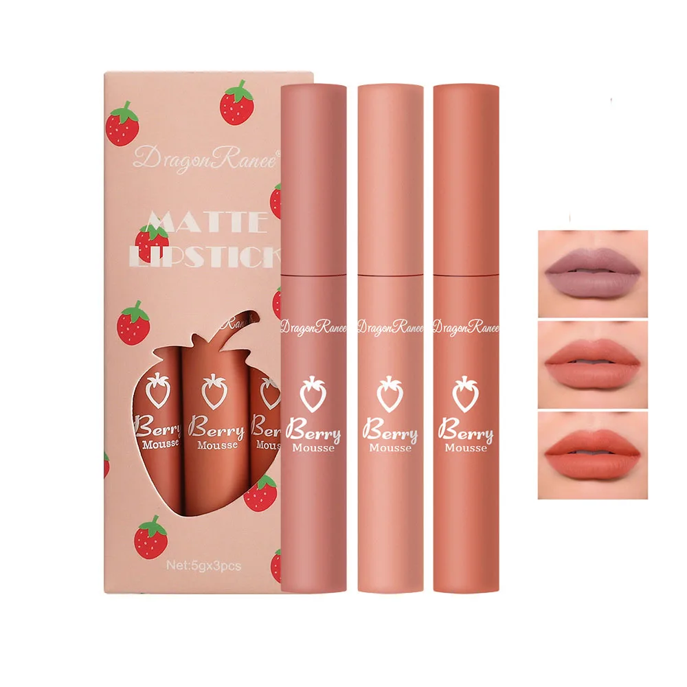 

3Pcs/Box Amazon Hot Matte Lip gloss Lipstick Set Waterproof Long Lasting Nourish Moisturizing Lip Glaze Velvet Lip Gloss Set, Picture