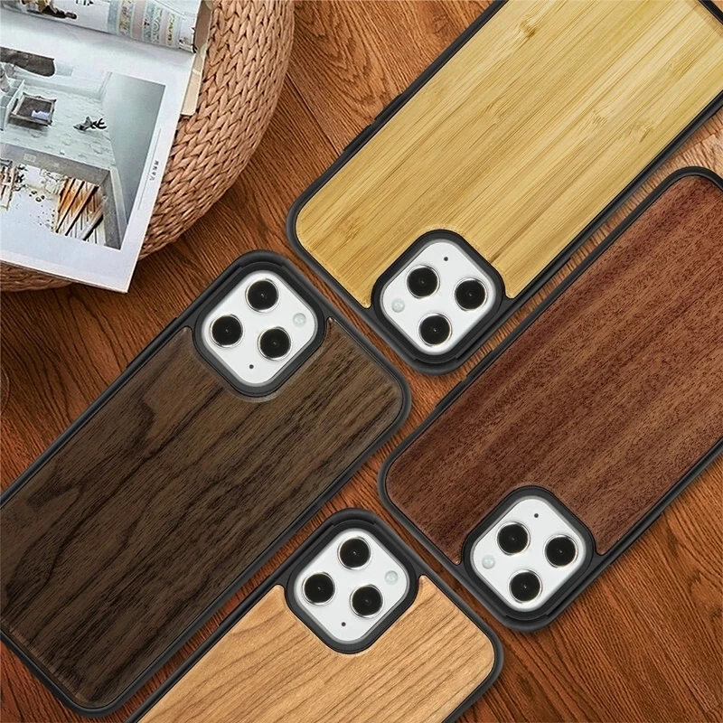 high quality blank natural wood mobile cell phone case back cover for iphone 15 14 13 12 Mini 11 Pro Max 6 7 8 plus