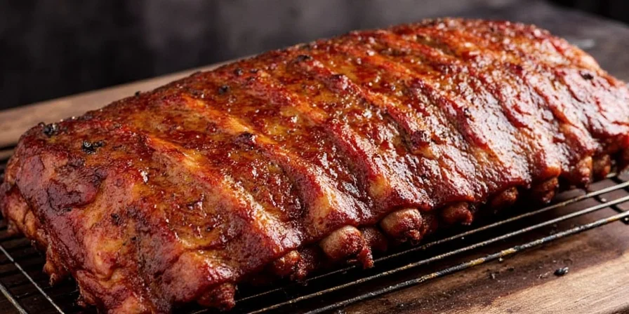 Perfectly smoked St. Louis ribs on a platter