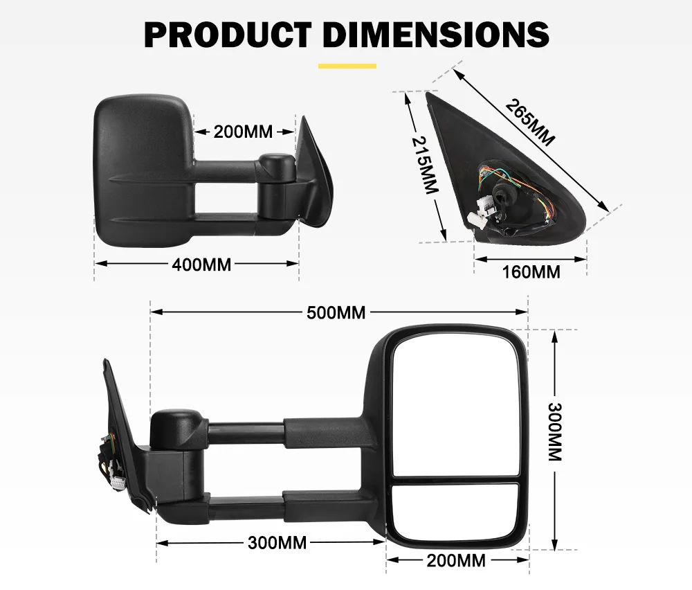 San Hima Extendable Towing Mirrors For Mitsubishi Triton Mq 20152019