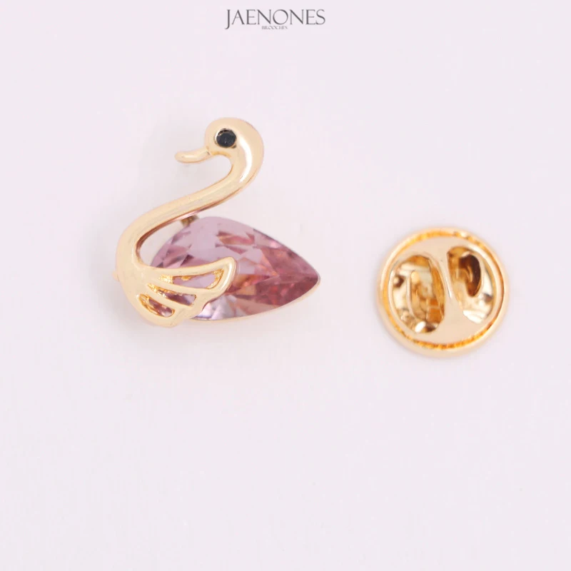 

JAENONES High Quality Fashion Custom Rhinestone Animal Designer Inspired Small Brooch Pin Elegant Swan Brooches