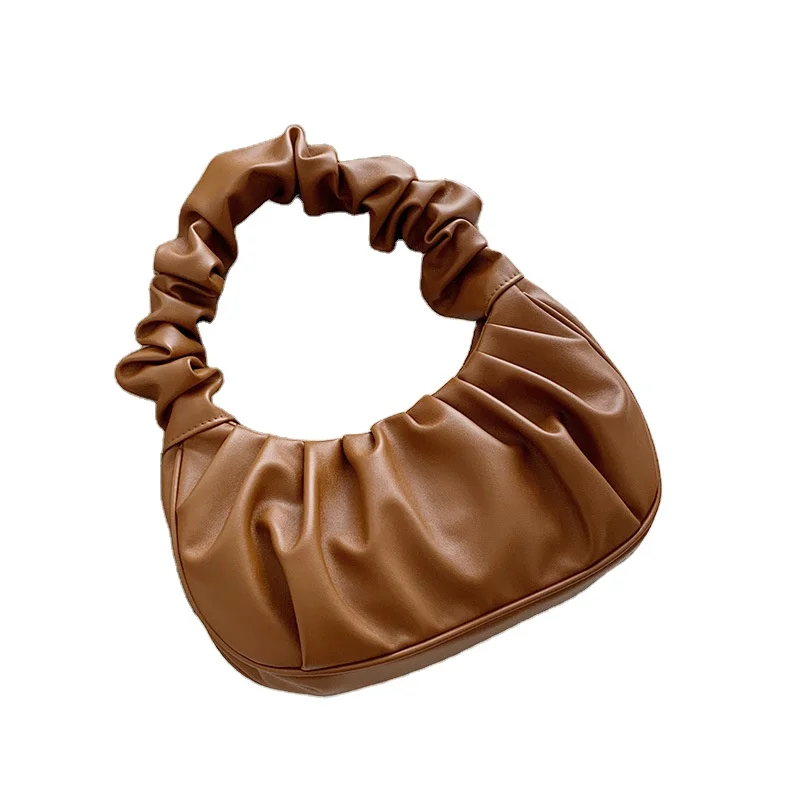 

Women Hand Bags 2021 Cloud Bag Designer Pu Leather Wrinkled Handle Armpit Bag Tote Ruched Wild Female Handbags, 4 colors
