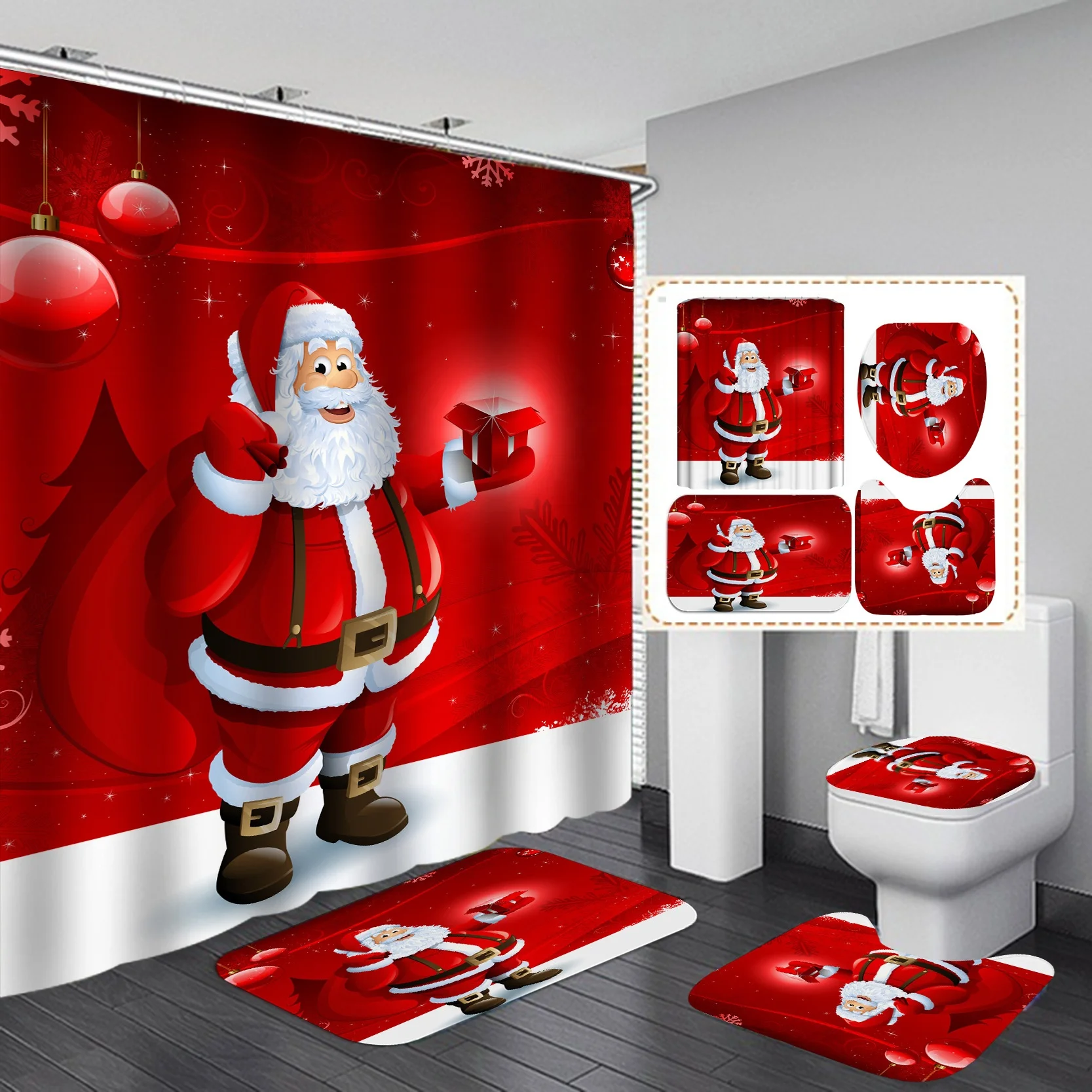 

Digital Printing Christmas Series Printing Shower Curtain Polyester Bathroom Curtain, Picture