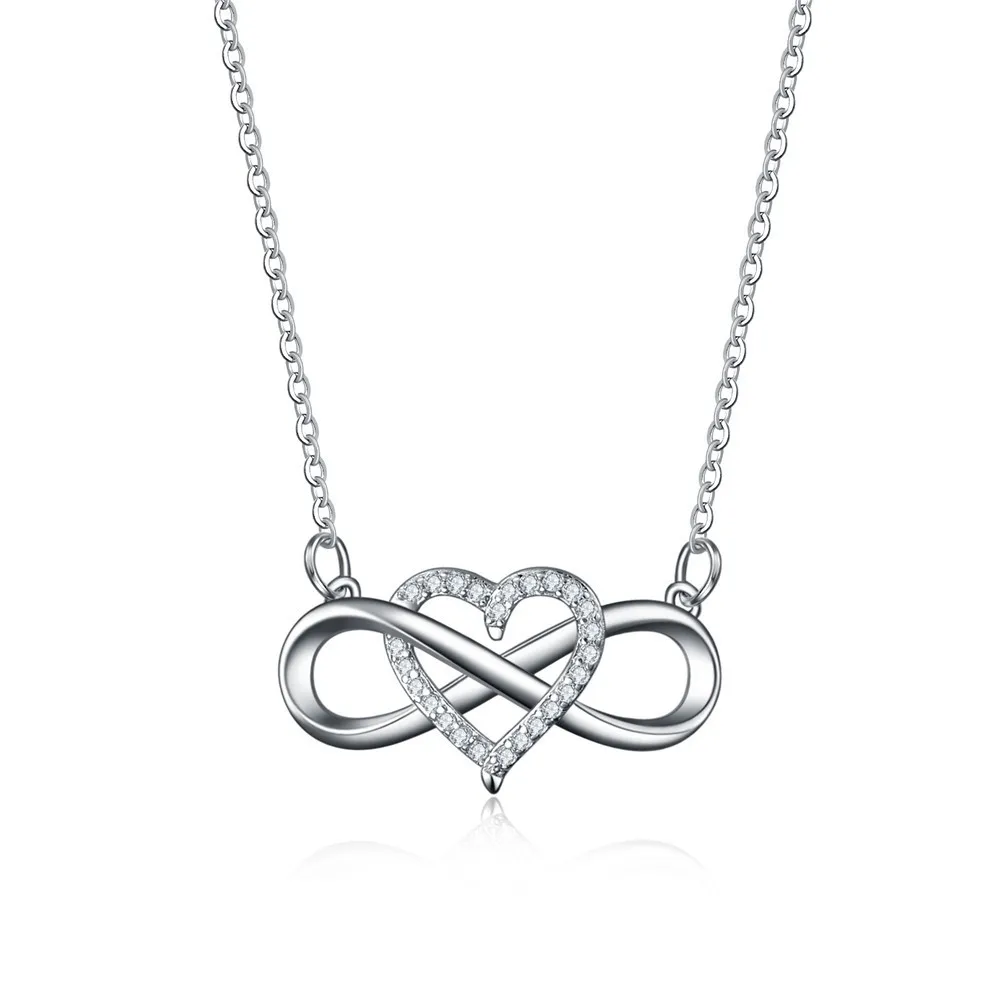 

2023 New fashion women's gold heart lucky 8 diamond Love Pendant Necklace Jewelry