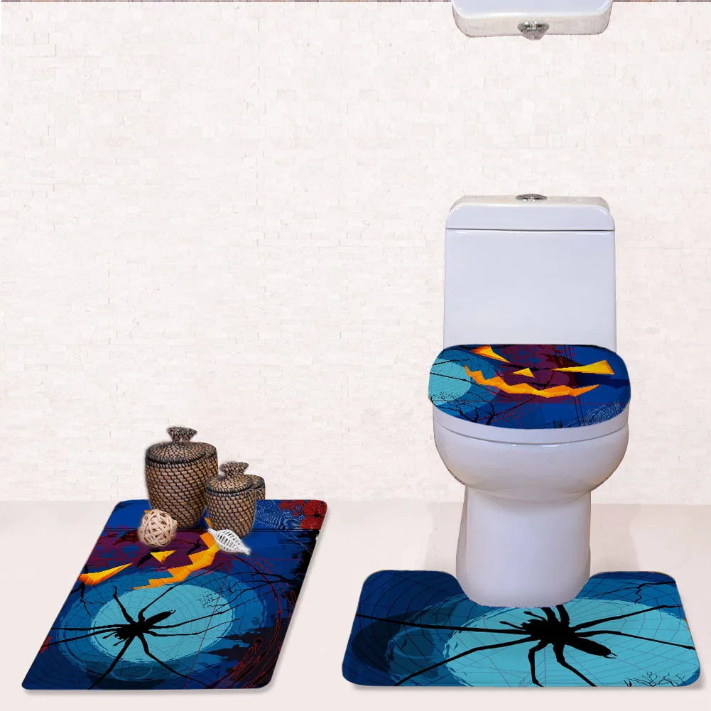 

Bathroom Rug Printed Halloween Style Pattern Print Bathroom Rug Set 3 Pieces Wholesale Low Price Bathroom Mat Rug Set, Customized color