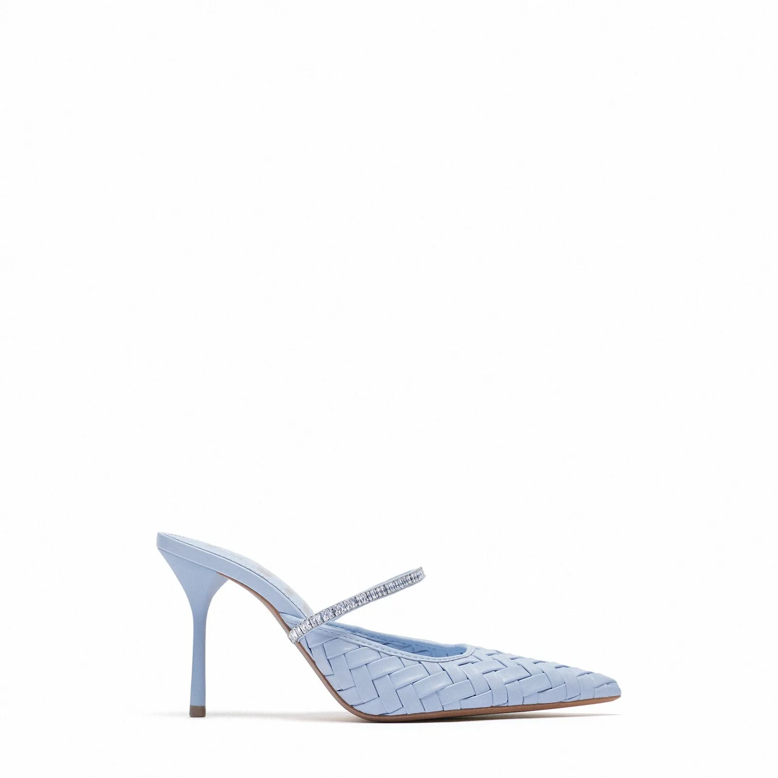 

New arrivals styles customized summer pointed end rhinestone women's high heel slipper ladies Thin heel shining diamonds shoes