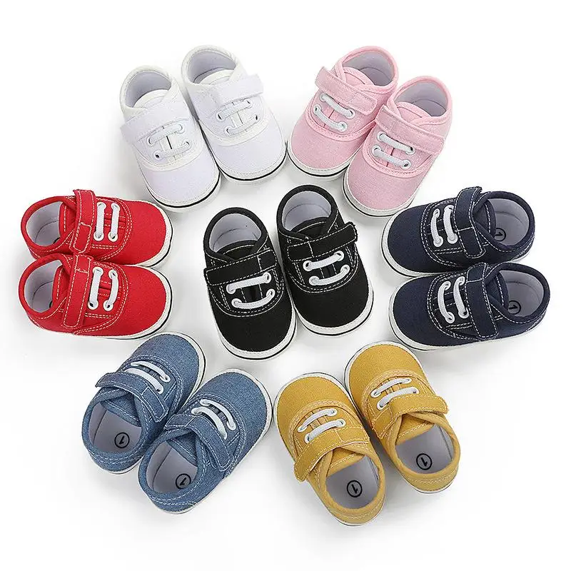 

Baby boys and girls canvas sneakers soft soles baby shoes newborn rubber bottom shoes first walk sneakers, Picture shows