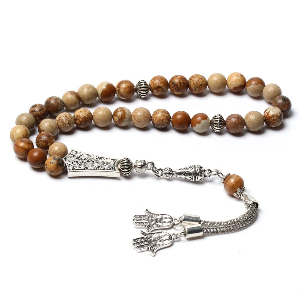 

High quality picture stone natural sibha islamic muslim tasbih prayer beads