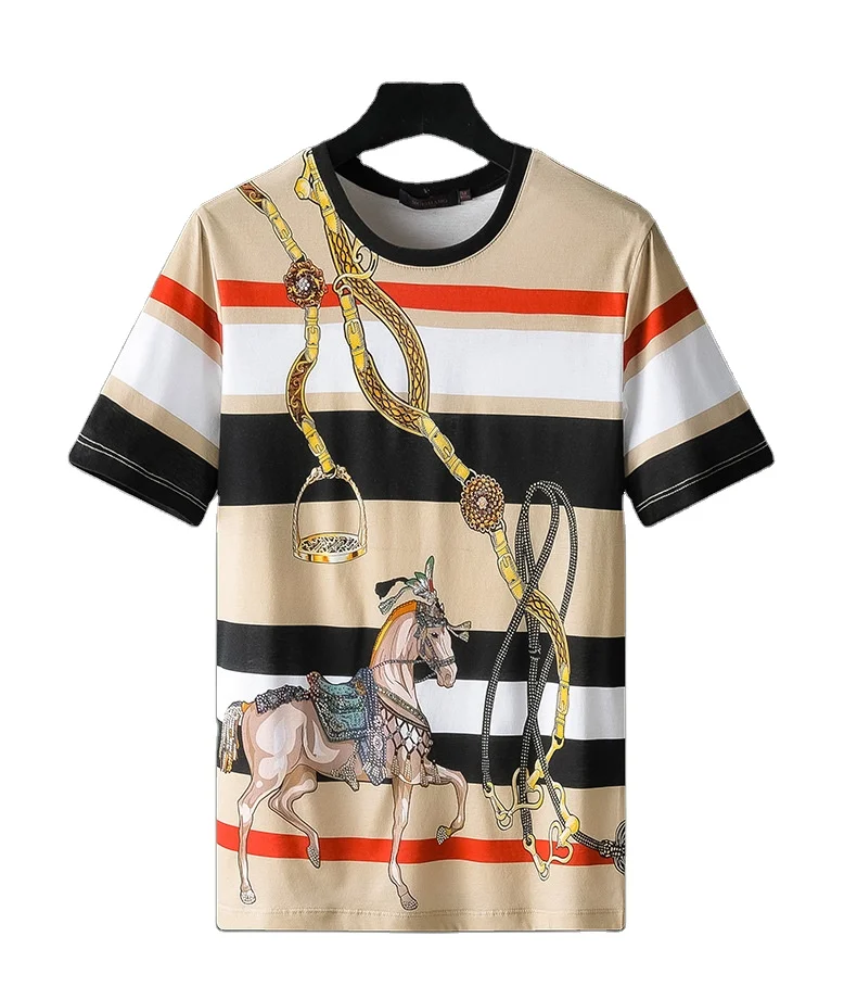 

New fashion popular logo summer direct spray line hot drill short sleeve T - shirt temperament commuter