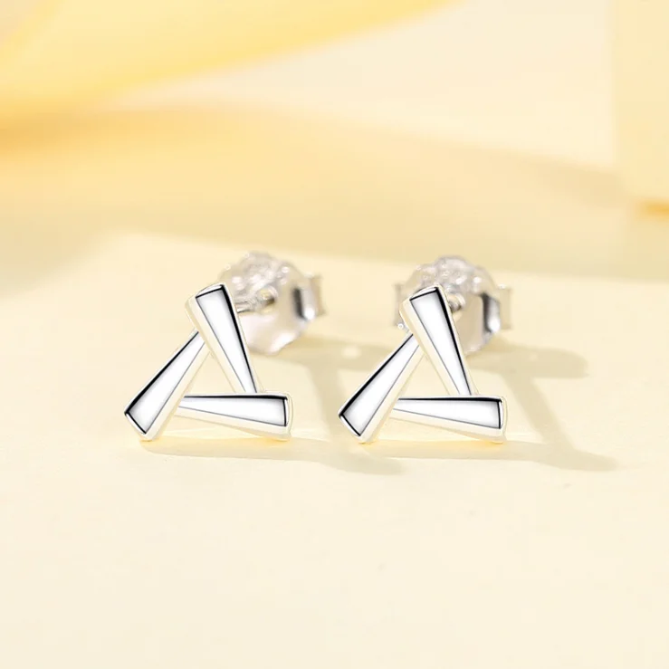 

Simple Jewelry Earings For Women 2021 S925 Silver Hollow Triangle Geometric Stud Earrings