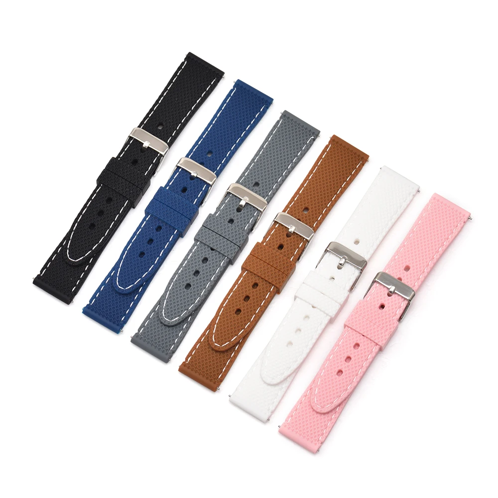 

20mm 22mm 24mm Waterproof Unisex Silicone Watch Band Soft Replace Rubber Watch Strap