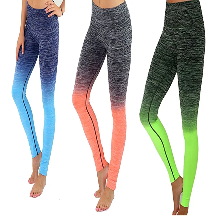 

Women elastic seamless legging fitness gym yoga legging,sport wear active wear gradient ramp yoga pants, Black/green/pastel green
