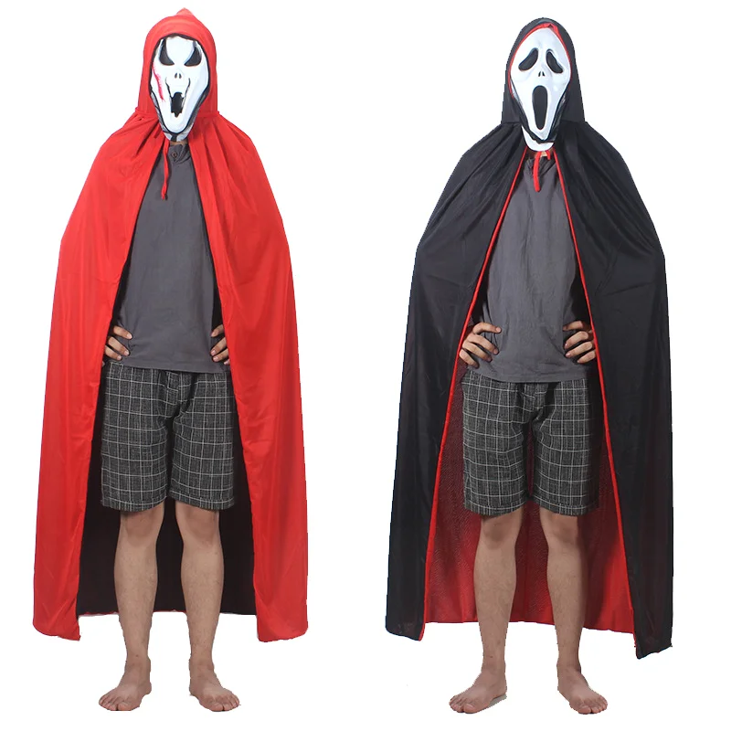 
Halloween black and red cloak suit for adult and children 