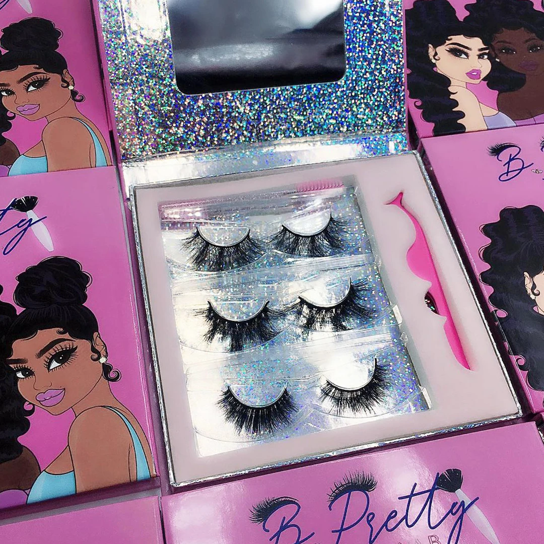 

New 2021 wholesale eyelash custom label box custom eyelash box with logo eyelash vendor customiz box, Natural black