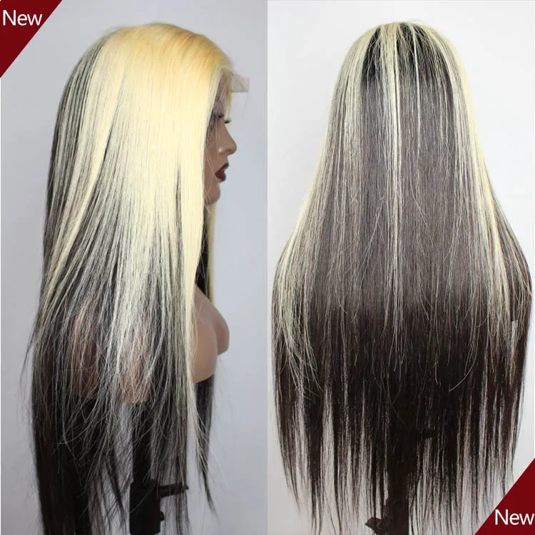 

Wholesale Brazilian 613 Ombre Blonde Virgin Human Hair Wig with Highlights full Transparent 13x4 Lace Front Wigs For Black Woman