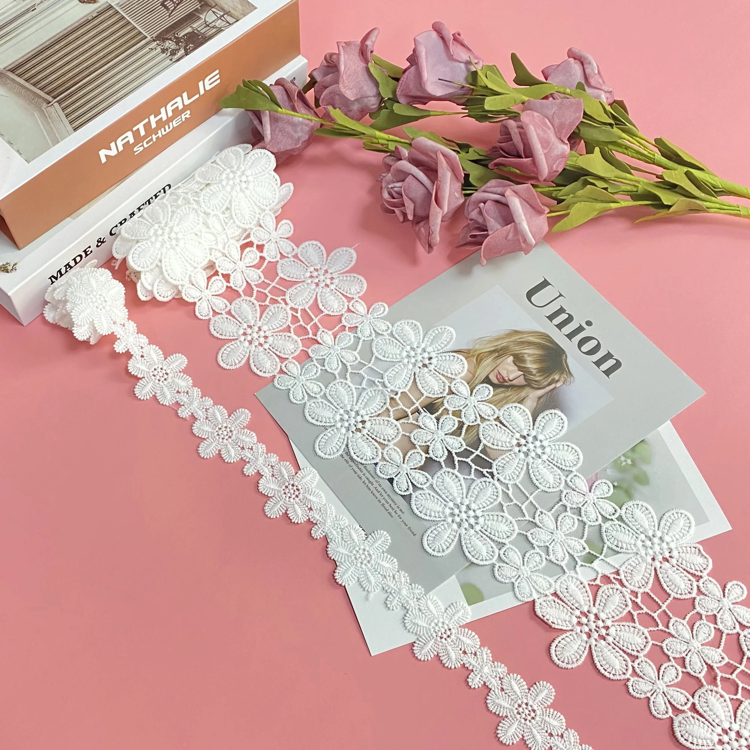 

Floral Pattern Embroidered 11CM white Lace Ribbon