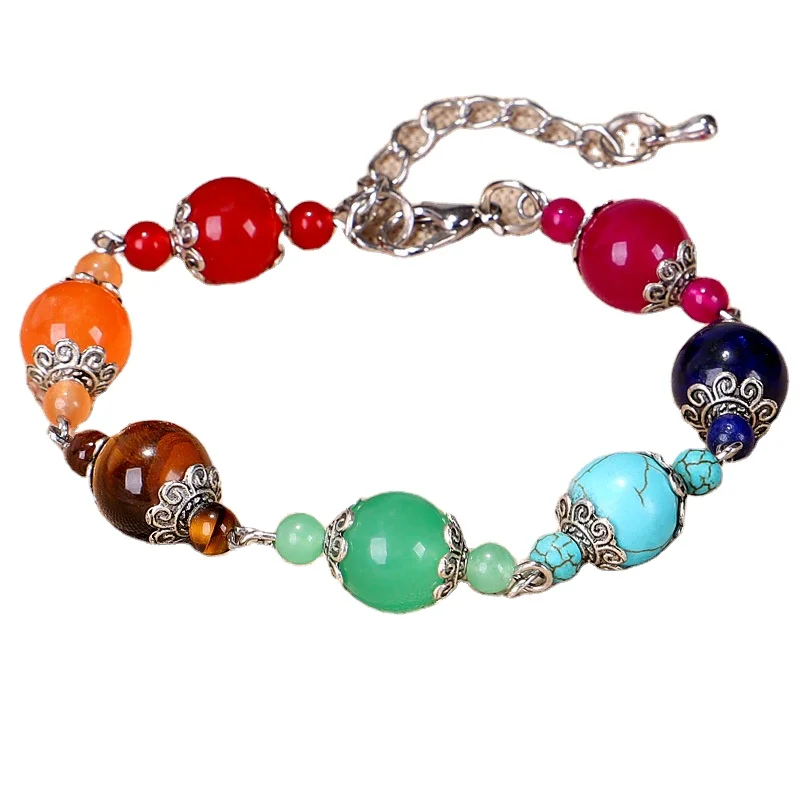 

Adjustable Fashion New Arrival Yoga Chakra Bracelet Natural Stone Bracelet Hand-beaded Jewelry, As the picturs