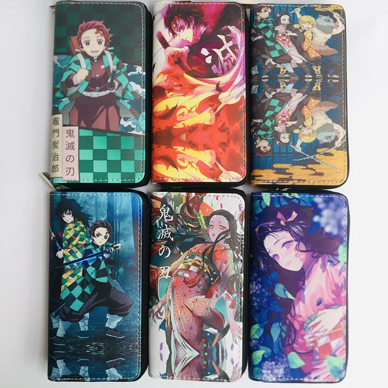 

Professional PU PVC Wallets Supplier Japanese Anime Wallet Zipper Long Student Coin Purse Kimetsu no Yaiba Demon Slayer Wallet