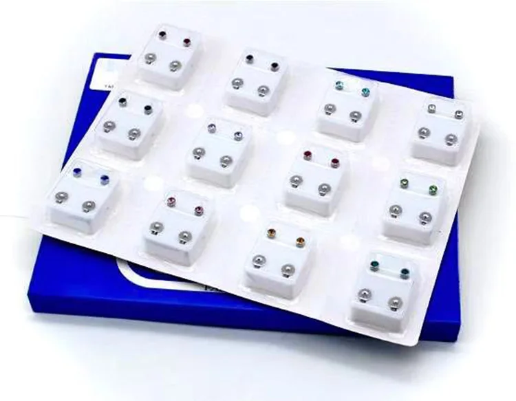 

12 color diamond medical titanium steel diamond earrings, wear earrings jewelry hypoallergenic box