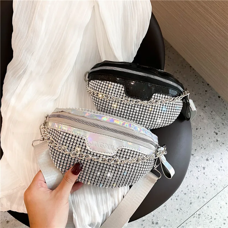 

2020 summer new fashion all-match sequined diamond belt hand bags lady chain bag