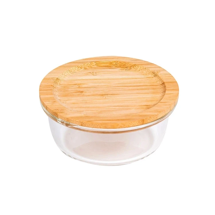 

Bamboo Lid Borosilicate Glass Compartment Lunch Box With Silicone Sealing Ring