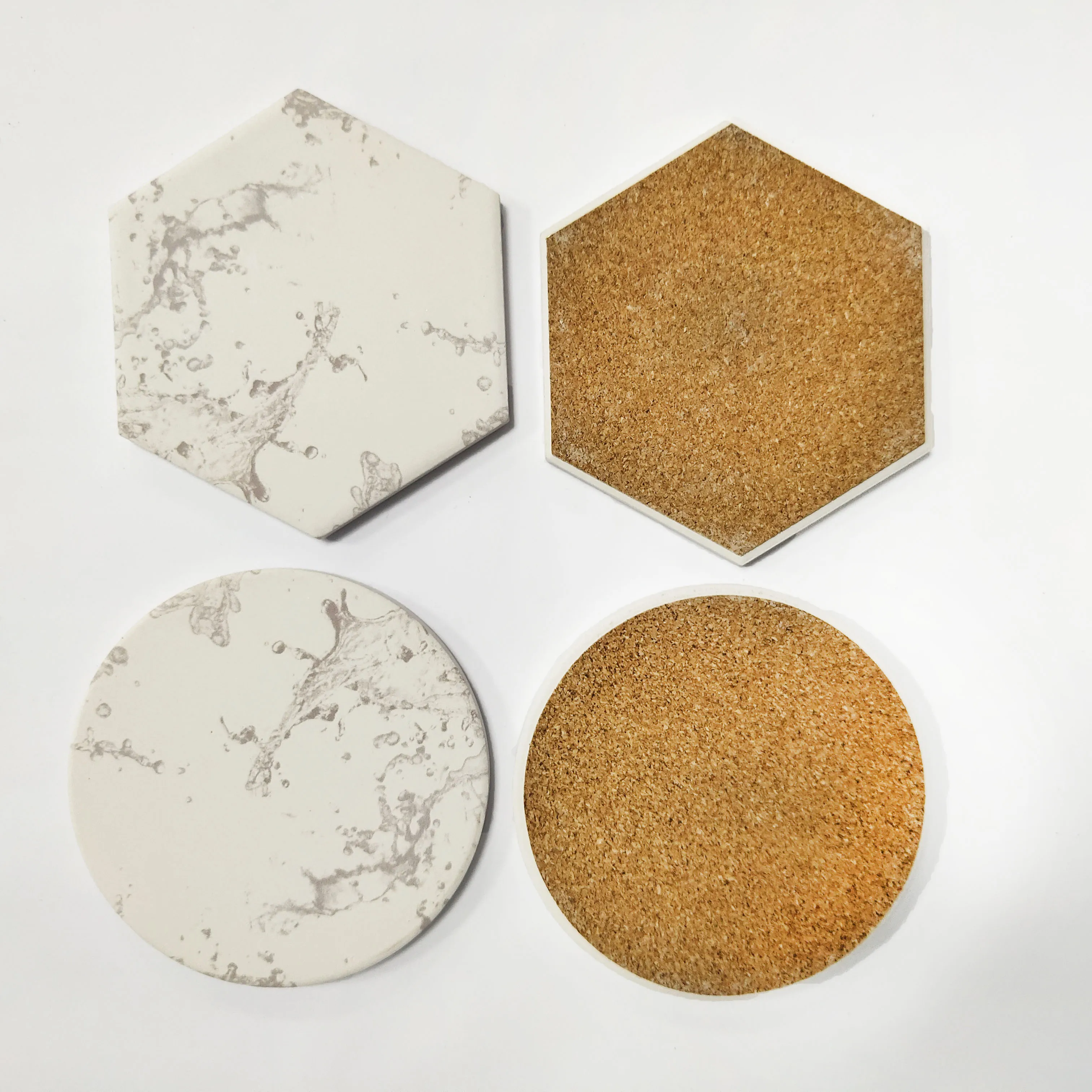 

XS ltd.Hot Seller Custom Stone Ceramic Super Absorbent Marble Coasters Hexagon Gold Coaster