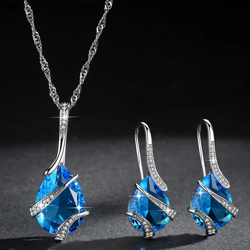 

China Babai Manufacture Ladies Jewellery, Fashion Jewellery Sets, Wholesale Silver Diamond Crystal Jewelry Set, Picture shows