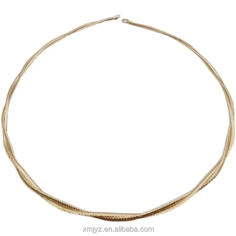 

Certified 18K Gold Necklace Italy Imported Gold Silk Collar Au750 Colored Gold Woven Single And Double Strand Collar