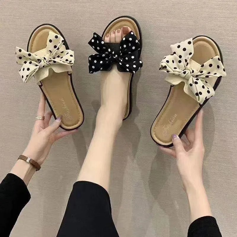 

The 2021 Fashion Women Slippers Bow Style Design Ladies Slides Quality Sllides Woman Sandls Tranparwnt with a Cheap Price, Black/apricot