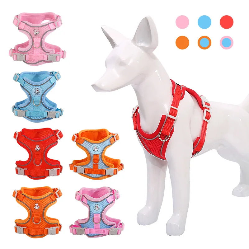 

Custom Dog Harness Pet Supplies Breathable Custom Mesh Polyester Solid Pet Reflective Dog Harness Polyester Chest Straps, Customizable