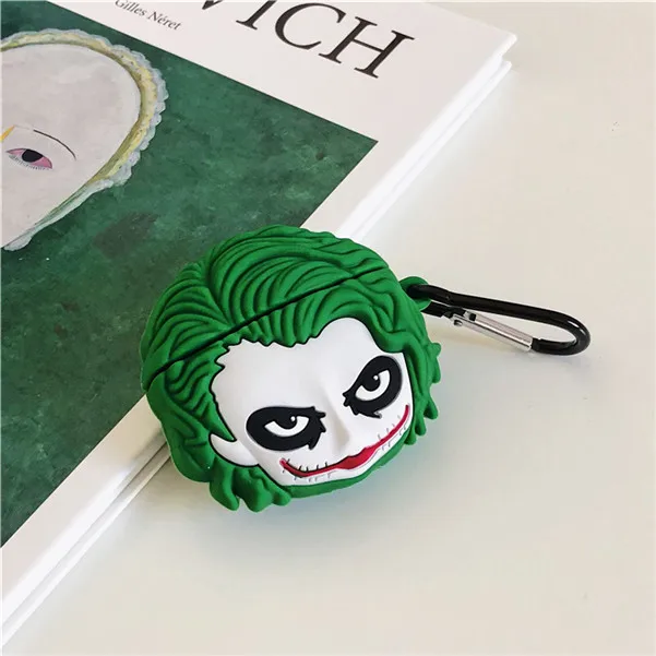 

3D Horror Joker Headphone Cases For Apple Airpods 1 2 Pro Silicone Protection Wireless Headset Earphone Cover with kaychain, Multi colors