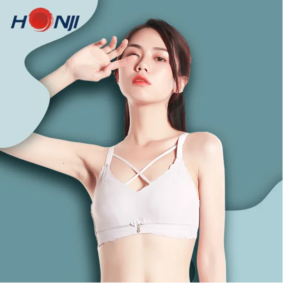 

2021 Wholesale Rib Fabric Cross Strap Sexy Bra Underwear Set Breathable bra panty set for women