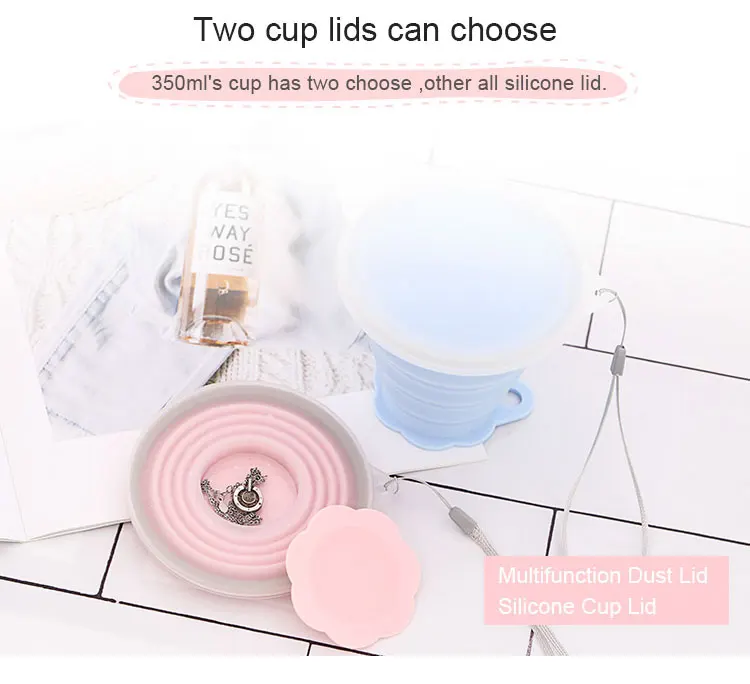 150ml 350ml Outdoor Buckle Coffee Cup Foldable Water Cup Reusable Folding Collapsible Silicone Coffee Cup with Straw