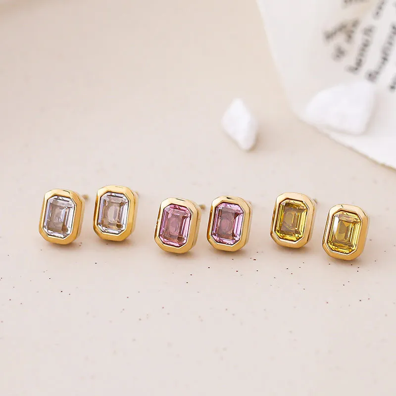 

New Stainless Steel Mini Rhinestone Statement Cubic Wholesale Zirconia Jewelry Stud Fashion Earrings
