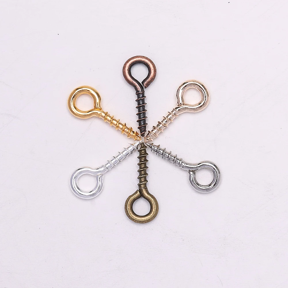 

200pcs Small Tiny Mini Eye Pins Eyepins Hooks Eyelets Screw Threaded Gold Silver Clasps Hooks Jewelry Findings For Making DIY