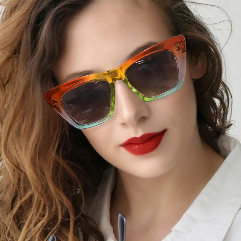 

Wholesale fashion high quality shades stock ready to ship UV400 women classic retro colorful cat eye frame sun glasses, Custom colors
