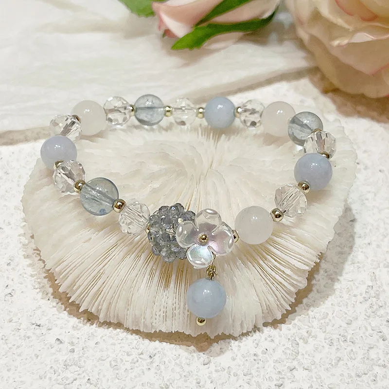

Natural shell flower freshwater pearl bracelet female ins niche design natural opal crystal stone necklace, 1 different color