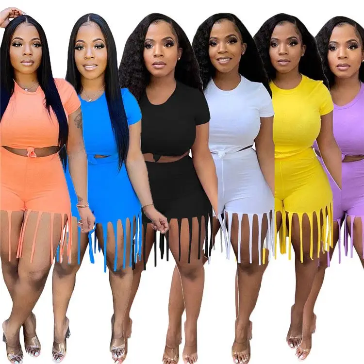 

2021 Casual Lady Clothes T-shirt Short Pants women clothing manufacturer small order Summer 2 Piece Set For Women, Picture shown