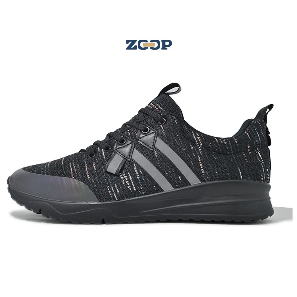 

Fly knit upper breathable footwear EVA shoes men fashion sneakers, Black