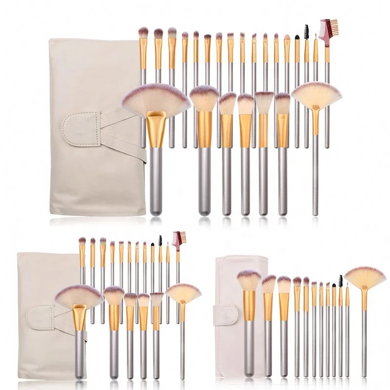 

New Product Wholesale Quality Brush Make Up Profesional Set Man-Made Fiber Portable Makeup Brushes 24 Pcs, As picture