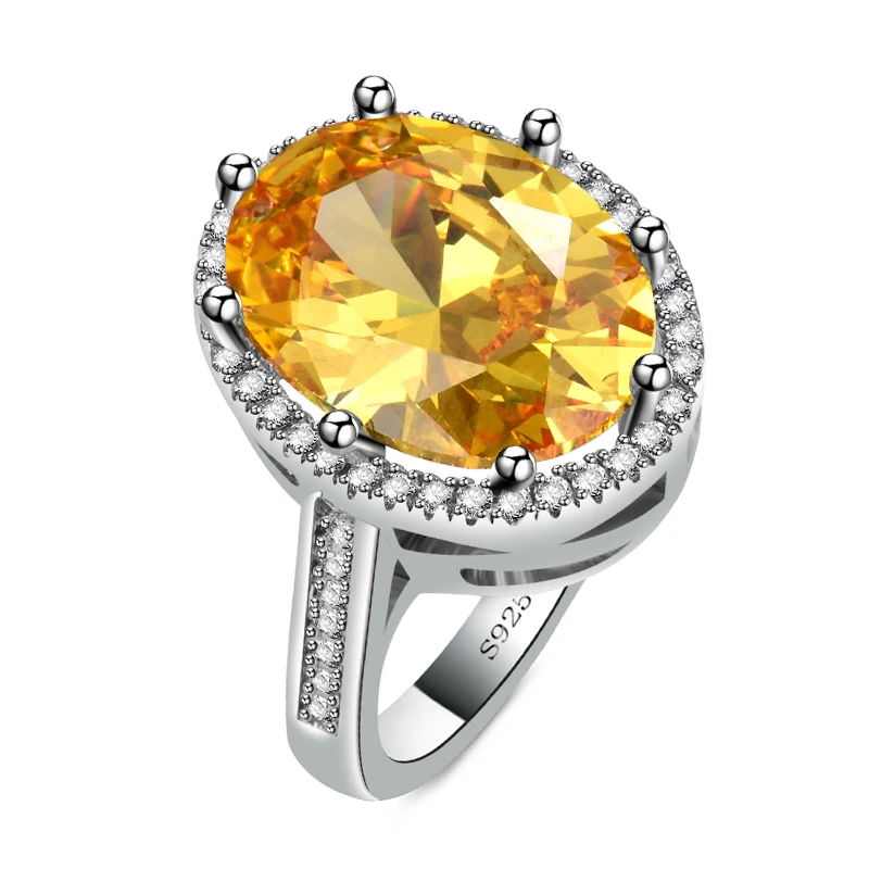 

Fukarni 8.2 Gram Luxury Oval Main Zircon Stone Jewelry Platinum Plated Brass Pave Setting Wedding Rings BKR013