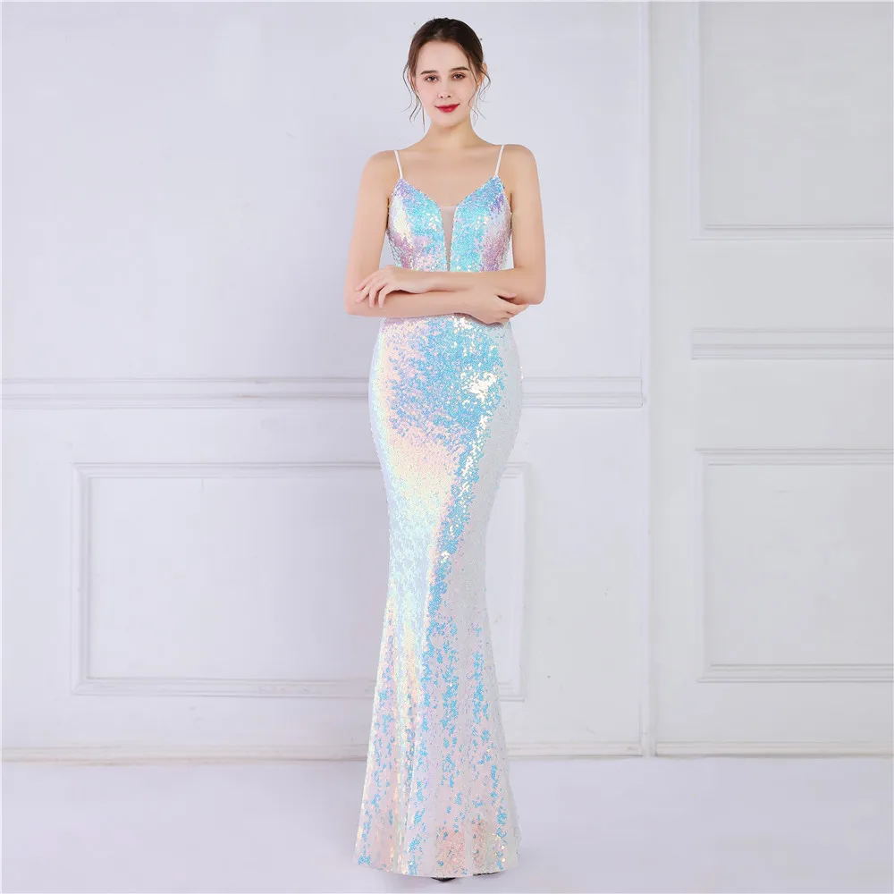 

DS1332 New Arrival Women Embroidery Host Model Halter Gown Luxury Gowns Vestido De Festa Prom Evening Dress, Multi