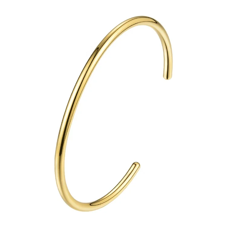 

High Quality 18K Gold Plating Stainless Steel Adjustable C Shape Cuff Bracelets Wholesale Available in three colors B8788